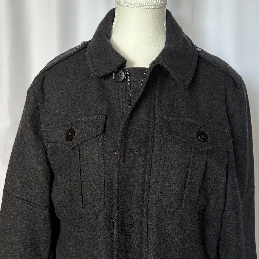 Express Men's Charcoal Military Field Wool Blend Jacket Size M EUC